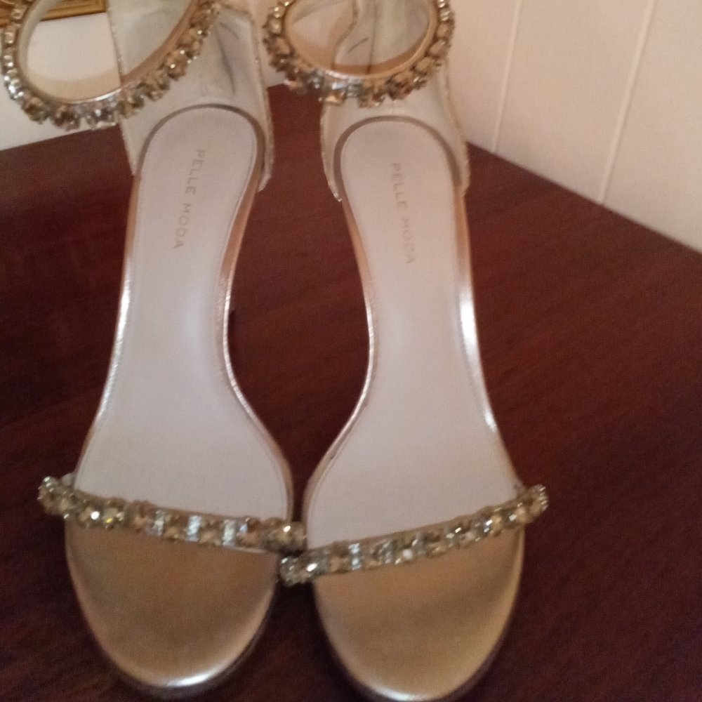 Pelle Moda gold snakeskin sandals